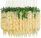 Go Hooked 12 Pack 3.6 Feet Artificial Fake Wisteria Vine Ratta Hanging Garland Silk Flowers String Home Party Wedding Decor (12, Champagne)