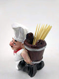 Go Hooked white and brown resin chef figurine toothpick holder dispenser, 8cm