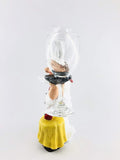 GoHooked white resin chef wine glass holder with a yellow tablecloth base.