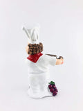 Go Hooked white resin chef wine glass holder with grapes detail. Eco-friendly bar tool.