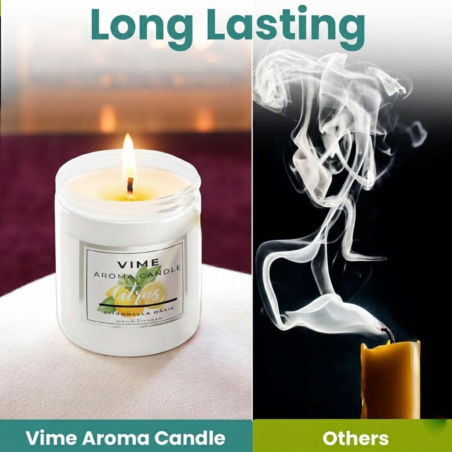 GoHooked white glass jar candle with citrus scent, 120 gm, 35-hour burn time, for aromatherapy and home decor.