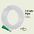 Go Hooked clear 7.5 meter braided PVC garden hose pipe with green connector and two clamps for watering plants.