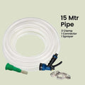 GoHooked 15 metre clear braided PVC garden hose pipe with sprayer gun, connector and clamps.