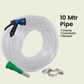GoHooked 10 meter clear 3-layered braided PVC garden hose with spray gun, tap adapter, and clamps.