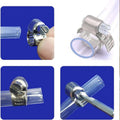 GoHooked clear PVC braided hose pipe with metal hose clamp being tightened.