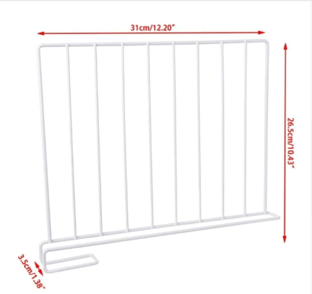 Go Hooked white coated iron closet shelf divider, 13" wide, 10.6" high, space-saving organizer.