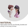 Go Hooked resin couple figurines in a romantic proposal pose, boy holding flowers, girl in pink dress. Ideal for cake decor or gifts.