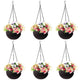 Go Hooked Pots | Plastic | Hanging Pot | Dark Brown | Pot Diameter- 7.1 Inch | Pot Height-4.8 Inch | Pot Thickness-3 mm | Chain Length-13 inch Approx. | 6 Pieces