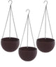 Go Hooked 7.1" Plastic Rattan Hanging Basket/Hanging Pots with Metal Hanging Chain/Hanging Planters- Set of 3 (Dark Brown) (Flowers Not Included)