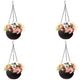 Go Hooked Hanging Pots | Dark Brown | 7.1 Inch Diameter | 4.8 Inch Height | 3 mm Thickness | 13 Inch Chain | 4 Pieces