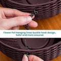 GoHooked dark brown plastic hanging pot with woven texture and secure chain attachment. Set of 10.