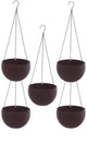Go Hooked 7.1" Plastic Rattan Hanging Basket/Hanging Pots with Metal Hanging Chain/Hanging Planters- Set of 5 (Dark Brown) (Flowers Not Included)