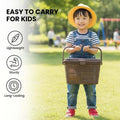 GoHooked dark brown plastic picnic storage basket with lid and handle, perfect for toys, diapers, and essentials.