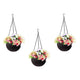 Bianco Plastic Hanging Rattan Planter, Dark Brown, Pot Diameter-7.1 Inch, Pot Height - 4.8 Inch, Pot Thickness -3 mm, Chain Length -13 inch Approx., 3 Pieces