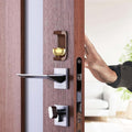 GoHooked Japanese style dark brown wood magnetic doorbell with brass bell, handcrafted for home entrance or meditation.