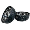 GoHooked dark grey plastic fruit bowls with intricate cutout design, 21cm wide, 9.5cm height, BPA-free.