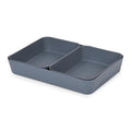 GoHooked set of 3 dark grey plastic storage trays, multipurpose organizers for kitchen, office, makeup, and stationery.