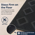 GoHooked black rubber rectangular entryway doormat with diamond pattern and anti-skid backing.