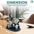 GoHooked black and blue polyresin elephant figurine with gold embellishments, trunk up for good luck. 20cm tall.