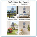 GoHooked blue evil eye dreamcatcher wind chime with bells and beads, 64cm height, for positive energy and home decor.
