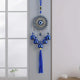 Go Hooked Evil Eye Wind Chime Bell Hanging 35cm â€“ Nazar Battu Wall DÃ©cor with 5 Blue Glass Bells & Tassel | Home Protection Talisman, Good Luck Charm, Evil Eye Wall Hanging Decoration (Design A)