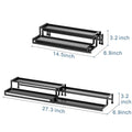 GoHooked black 2-tier expandable metal spice rack organizer for cabinets and pantries, 14.5 to 27.3 inches wide.