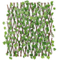 GoHooked expandable wood trellis fence covered in realistic green ivy leaves, 60x20 inches, pack of 2.