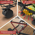 GoHooked black 3-tier foldable metal storage basket with wheels, perfect for fruits, vegetables, and home organization.