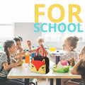 GoHooked black and yellow Oxford cloth lunch bag with a cute fox face design and red handles, perfect for school.