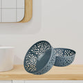 Go Hooked light grey plastic fruit and vegetable basket with a decorative cutout pattern. Set of 2.