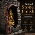 GoHooked multicolour polyresin Lord Ganesha water fountain with LED light and pump, natural stone finish.