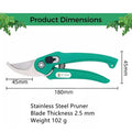 Go Hooked green ergonomic gardening pruners with stainless steel blades, 180mm length, ideal for trimming branches and stems.