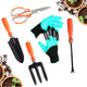 Go Hooked 5 Pcs Gardening Tools Kit Fork, Transplanter, Weeder, Graden Scissor, Graden Gloves Heavy Duty with Soft Grip Handles Garden Tools Set for Indoor Outdoor Plants, Balcony, Home Garden Use