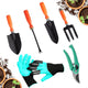 Go Hooked 5 Pcs Gardening Tools Kit Fork, Transplanter, Weeder, Pruner Cutter, Graden Gloves Heavy Duty with Soft Grip Handles Garden Tools Set for Indoor Outdoor Plants, Balcony, Home Garden Use