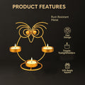 GoHooked gold iron owl tealight candle holder with 3 trays, decorative table decor for home and gifting.