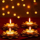 ViMe Flower Tealight Holder in Matte Gold Finish Set of 4pcs with Complimentary Tealight Candles â€“ Multipurpose Decorative Tealight Candle Holder for Diwali, Home-Temple, Festive & Table Centrepiece