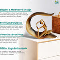 GoHooked gold polyresin meditating yoga lady statue in elegant pose with curved leaf design.