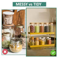 GoHooked Golden 2-tier metal standing rack organizer with spice jars on shelves.