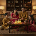 Go Hooked golden acrylic LED flameless candles with Om design, flickering light, set of 3 for home decor.
