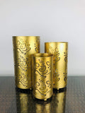 GoHooked set of 3 golden metal table lamps with intricate Ganesha cutouts, perfect for home decor.