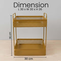 GoHooked golden metal 2-tier standing rack organizer with perforated sides and handles. Ideal for countertop, bathroom, or vanity storage.