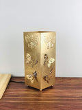 Go Hooked golden metal table lamp with butterfly cutouts and an off-white shade. Square shape, 9.8 inches.