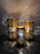 Go Hooked Decorative Shape Table Lamps for Home Decor Stylish Lamps Bedside Table Lamp for Bedroom, Living Room, Romantic Reading Room (Golden, Set of 3) Bulb Base B-22