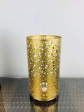 Go Hooked golden metal bedside table lamp with intricate cut-out pattern, Art Deco style, touch switch.