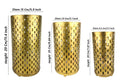 GoHooked Set of 3 golden metal table lamps with cutout patterns. Art Deco style, perfect for bedrooms and living rooms.