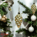 Go Hooked golden pine cone Christmas ornaments with glitter accents, pack of 6.