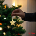 GoHooked golden star Christmas ornament, 3 inch, glitter design with hanging rope. Festive home decor.