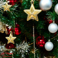 GoHooked golden star Christmas ornaments, 3-inch, glitter design, pack of 6. Festive home decor for trees, walls, and doors.