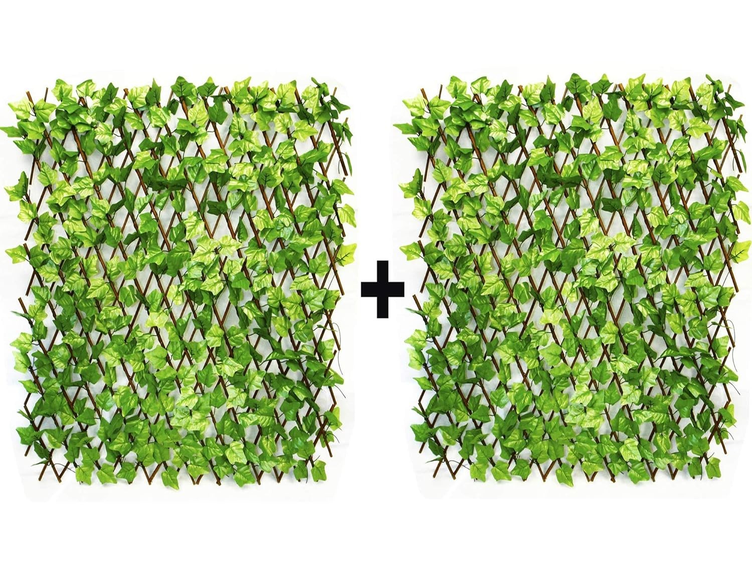 GoHooked green artificial ivy fence, expandable plastic trellis for outdoor decor, pack of 2