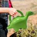 GoHooked green plastic dinosaur watering can for kids, 1 liter capacity, fun garden tool.